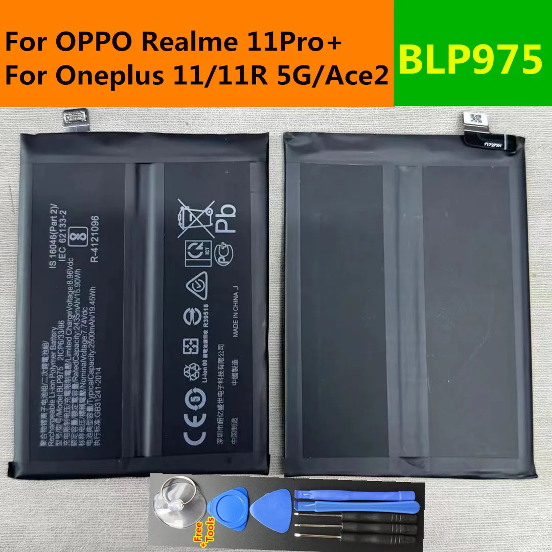 Original Battery BLP975 2500mAh x2 For OPPO Realme 11Pro+ 11 Pro+ For Oneplus 11/11R 5G/Ace 2 Ace2 New High Quality Mobile Phone