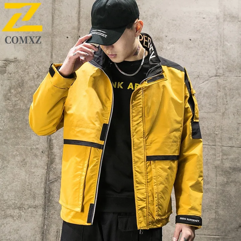 

COMXZ Men Chaqueta 2025 Letter Print Light Color Outdoor Jogging Travel Outdoor Camping Jacket Autumn Trendy Jacket with No Hood