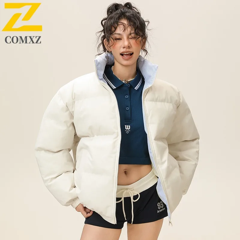 

COMXZ Men Hiking Filled Jacket Stylish Stand Collar Travel Windproof Parka Solid Tone Street Fashion Lightweight Winter Coats