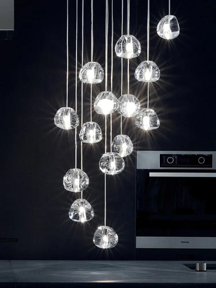 Modern LED Water Droplets Ceiling Chandeliers Elliptic Pendant Light Living Room Restaurant Bar Hanging Lamp Exhibition Hall