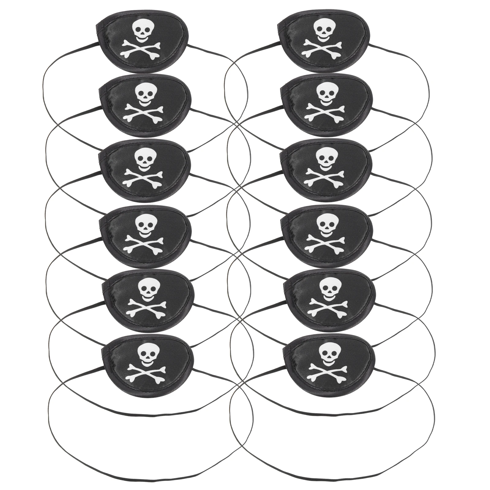 

12pcs Satin Pirate Eye Patch Comfortable Lightweight Breathable Kids Adult Halloween Party Cosplay Accessory Skull Design