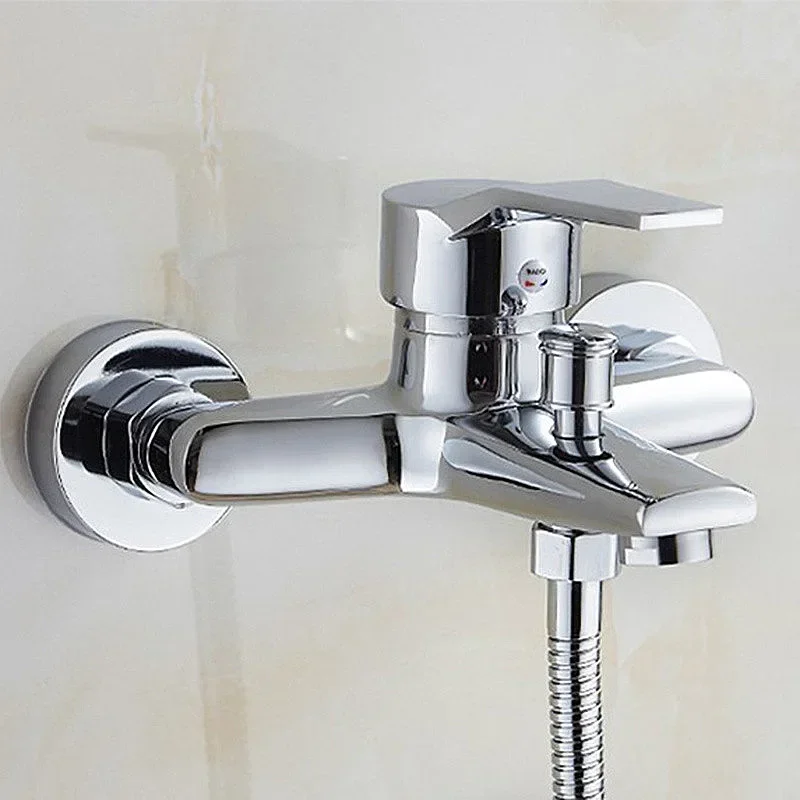 Bathroom Basin Faucet Zinc Alloy Chromium Wall Hanging Cold and Hot Water Tap Double Nozzle Faucet Bathroom Accessories