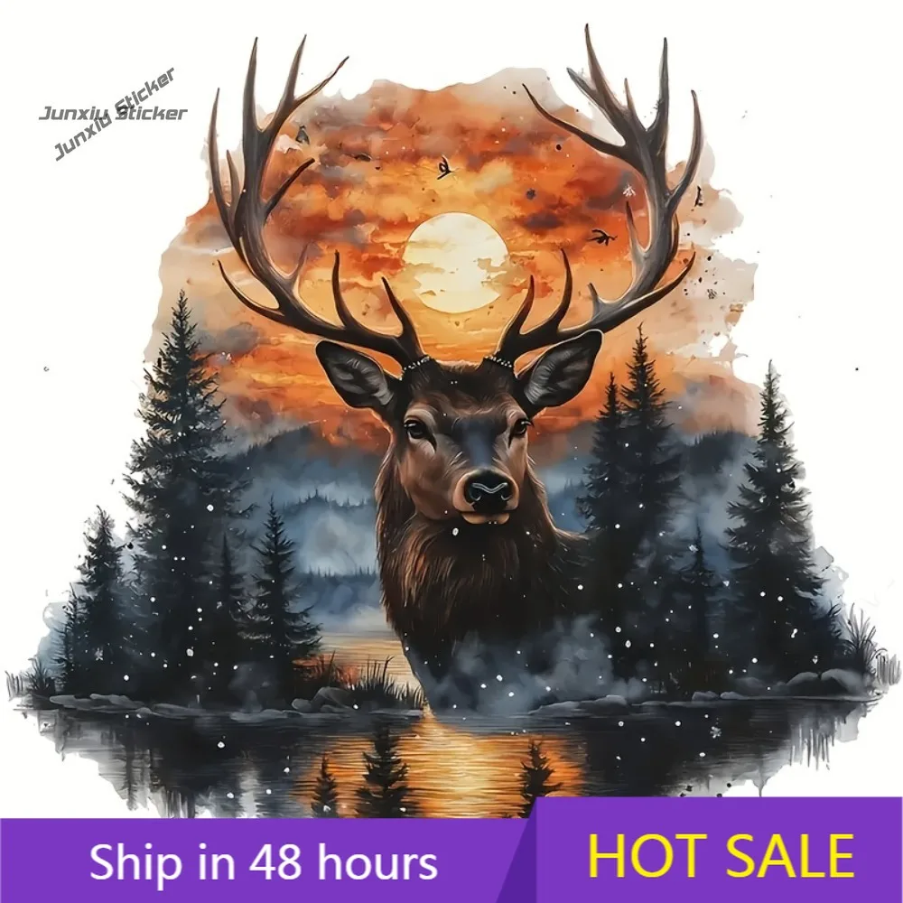 

Sunset Mountain View Majestic Deer Sticker Perfect for Cars Laptops, Bottles Trucks Phones Motorcycles Windows Walls Decoration