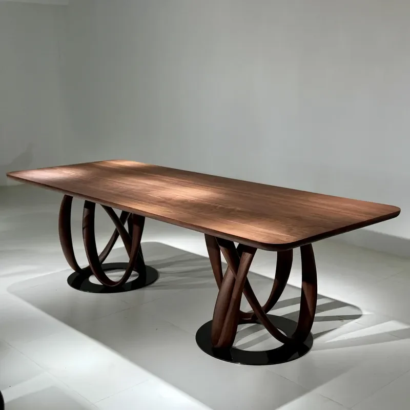 North American black walnut art table special-shaped bracket rounded corner large board Italian light living room