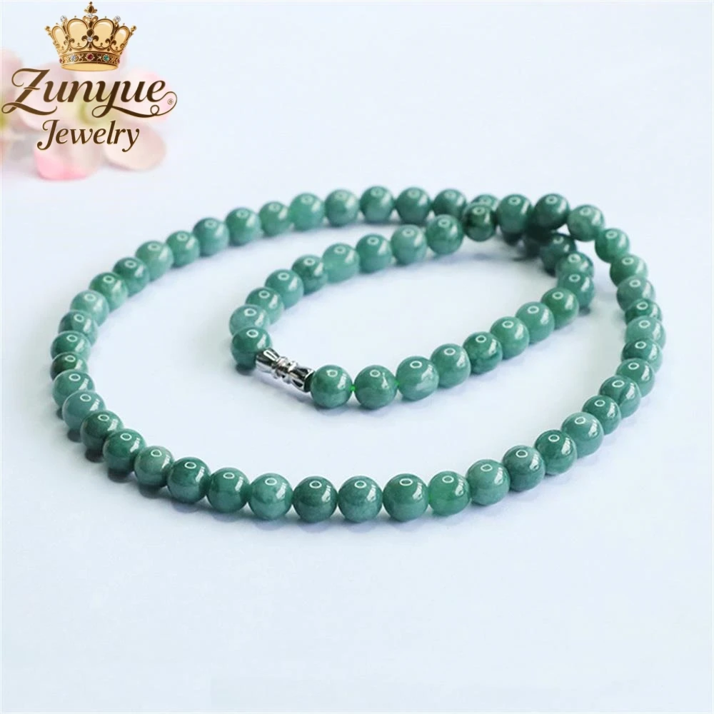 

Natural A-Grade Blue Water Jadeite Round Bead Necklace Luxury Quality Jewelry Fashion Jewelry Exquisite Elegant Charms Popular