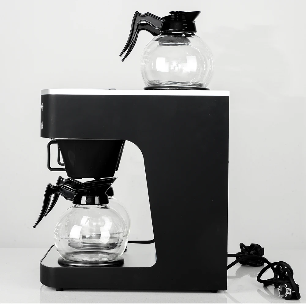 Commercial Fully Automatic Stainless Steel Black Espresso Coffee Machine With Heater Glass Decanter For Cafe