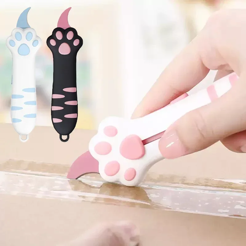 School office supplies Paper Cuttings tool retractable box opener cute plastic cat claw box cutter cartoon