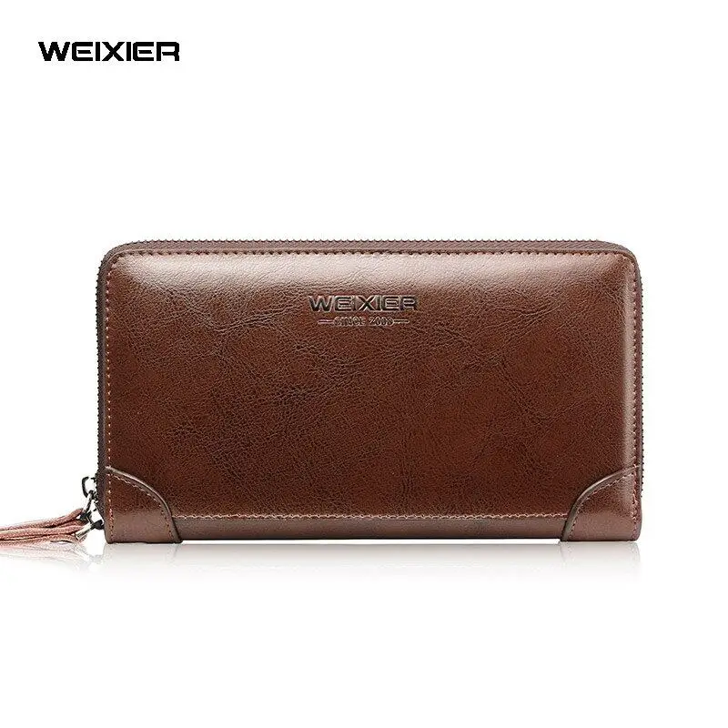 

【Multifunctional Structure】WEIXIER Brand Men's Casual Clutch Functional Long Wallet Photo Holder Card Purse Male Note Phone Bag