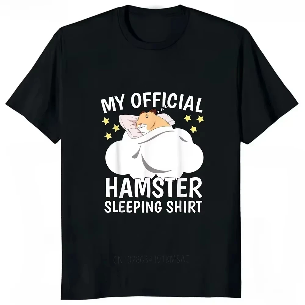 

Funny Printed Kawaii Graphic Pajama Hamster T-Shirt Harajuku Style Streetwear Woman Casual Fashion Loose Soft Tees