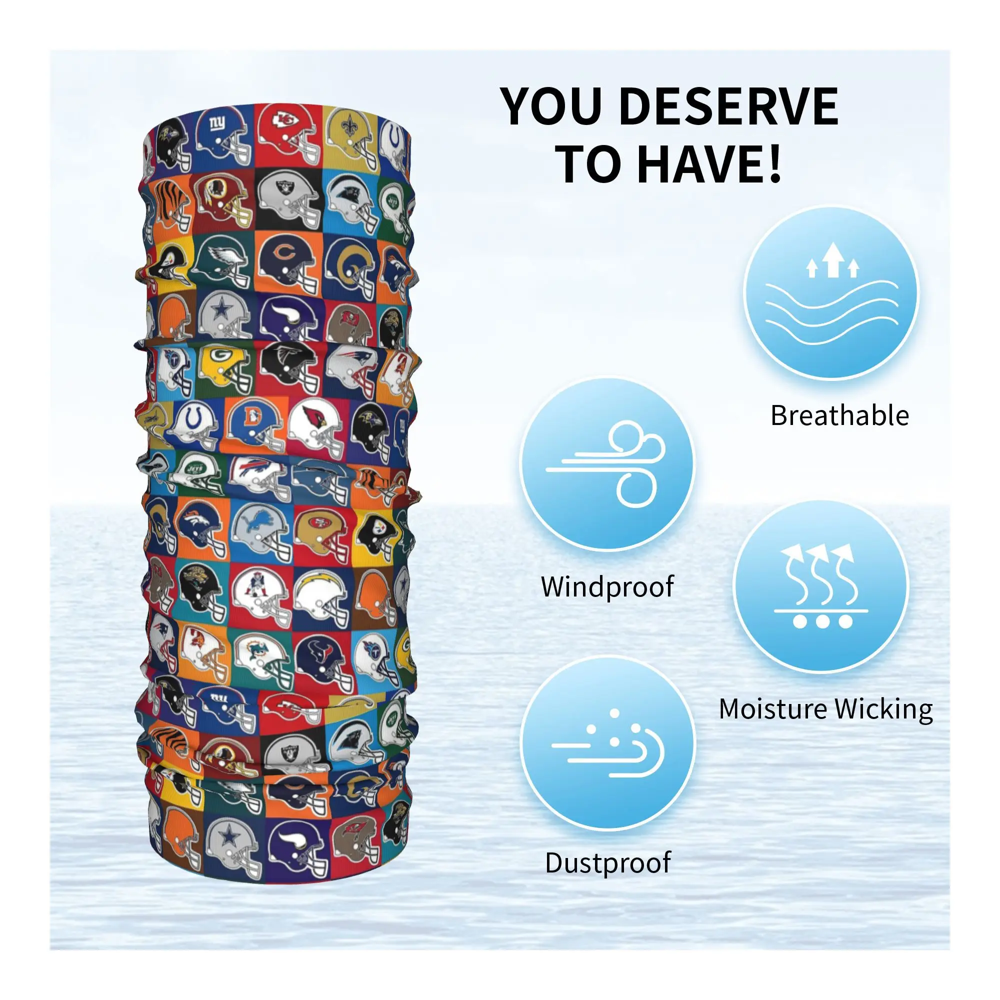 Poster di football americano Bandana Ghetta per il collo Sciarpa magica stampata Passamontagna caldo da corsa per uomo donna adulto antivento