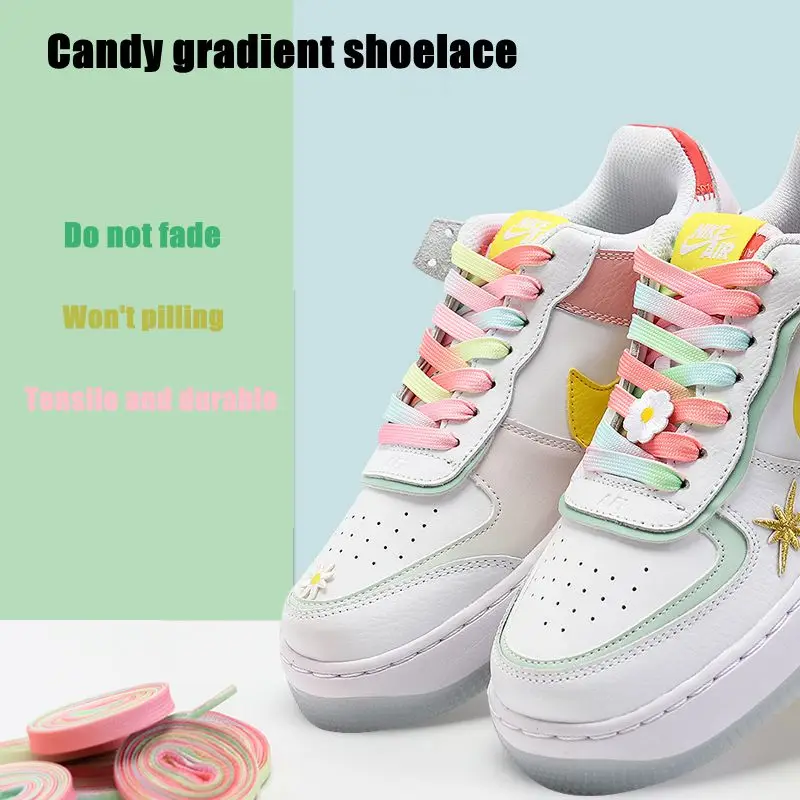 casual shoes basketball shoes white shoes AF1/AJ1 shoe laces unisex 2025 newest candy gradient flat/round laces for sneakers