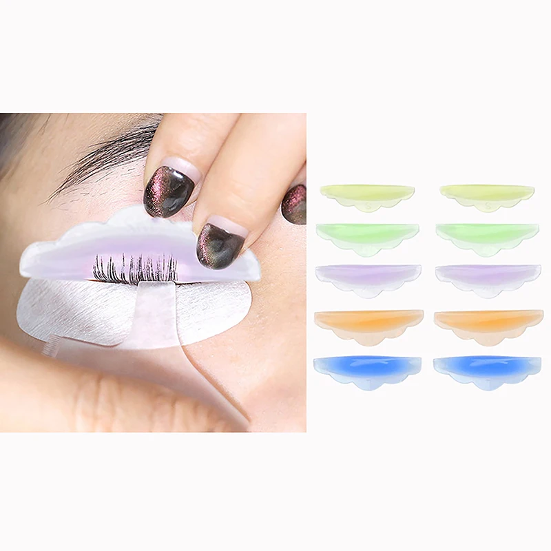 5 Pairs Silicone Eyelash Perm Pads Sticky Lashes Rods Shield Lifting 3D Color Mixing Eyelash Curler Accessories Applicator Tool