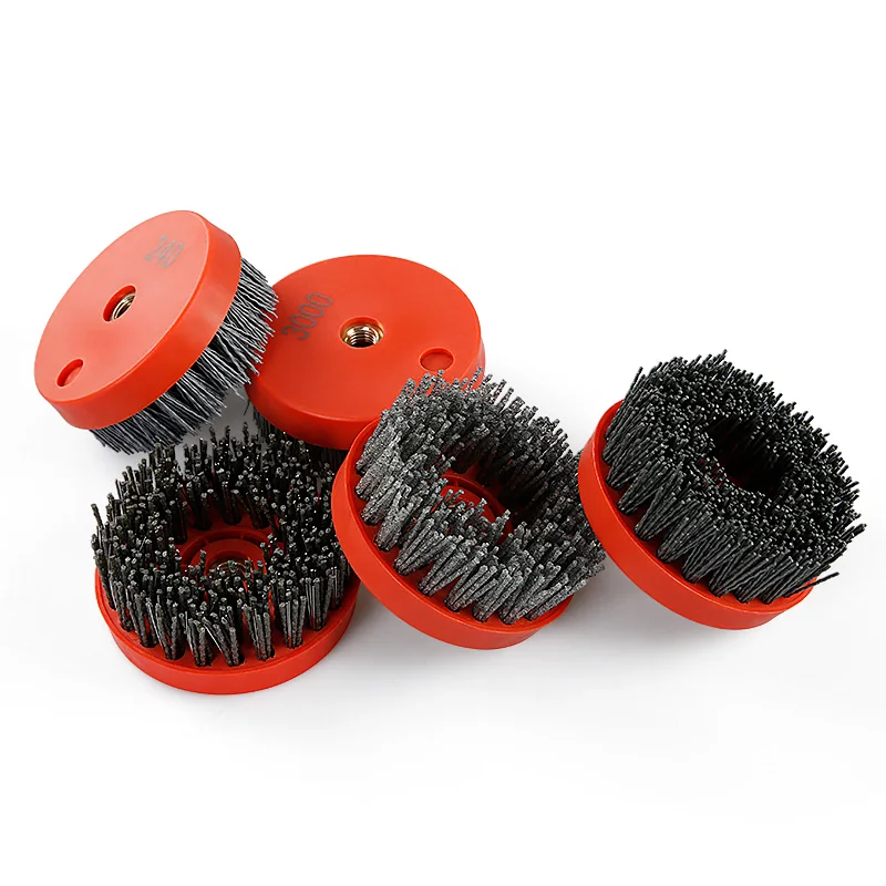 LOZLIN 2pcs 4 Inch Abrasive Nylon Brush 110mm Antiquing Brush Stone Cleaning Polishing for Marble Granite M14 M16  Angle Grinder