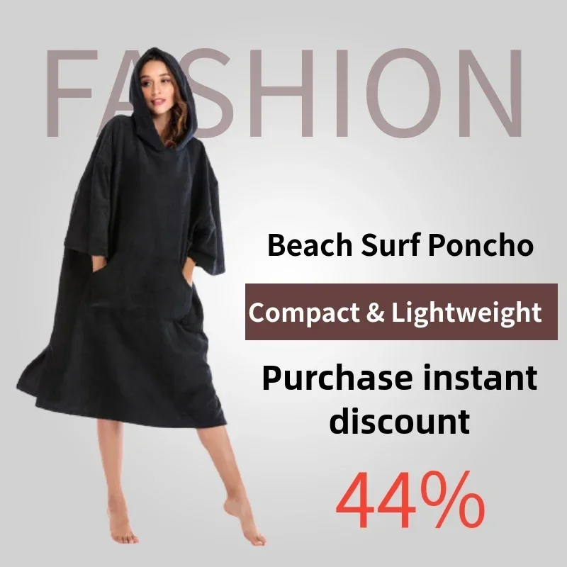 Surf Poncho Towel Water Sports Hooded Robe Microfiber Beach Blanket Bath Swim Towel Wetsuit Beach Camping Poncho for Adults