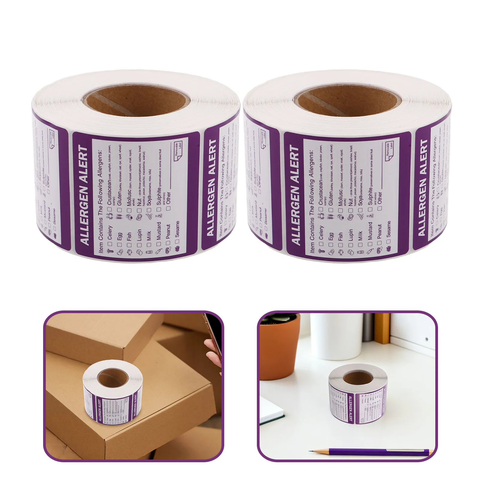 

2 рулона этикеток-стикеров диаметром 2 дюйма с предупреждением о аллергенах, круглые индикаторы аллергии на продукты для ресторанов, пекарен, розничной торговли