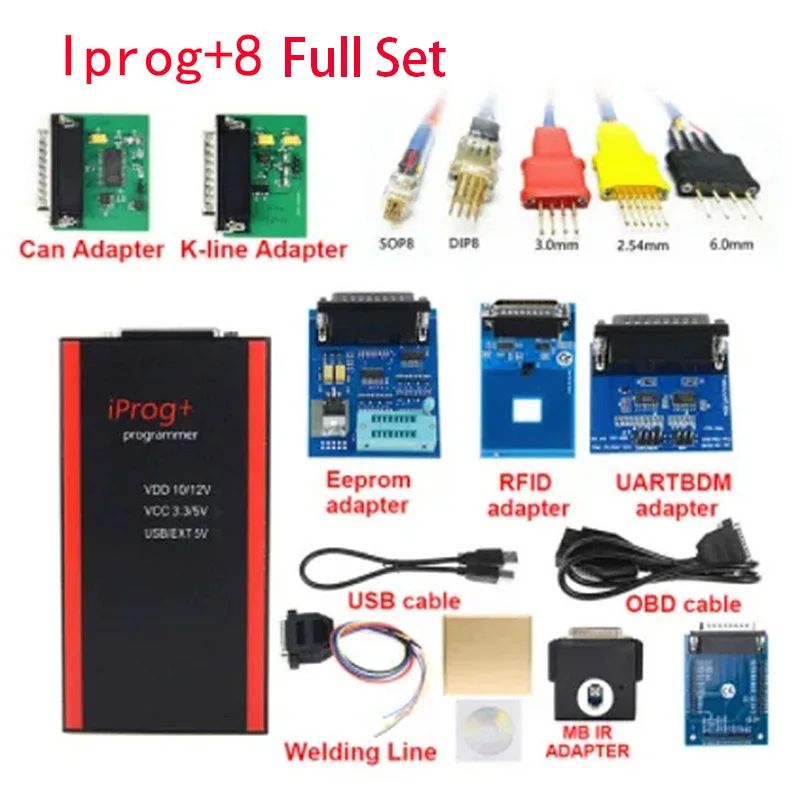 

IMMO Key Programmer Reset Tools 8 Accessories Full Set iProg Pro V87 Mileage Correction Chip Tuning & Coding Car Diagnostic Tool