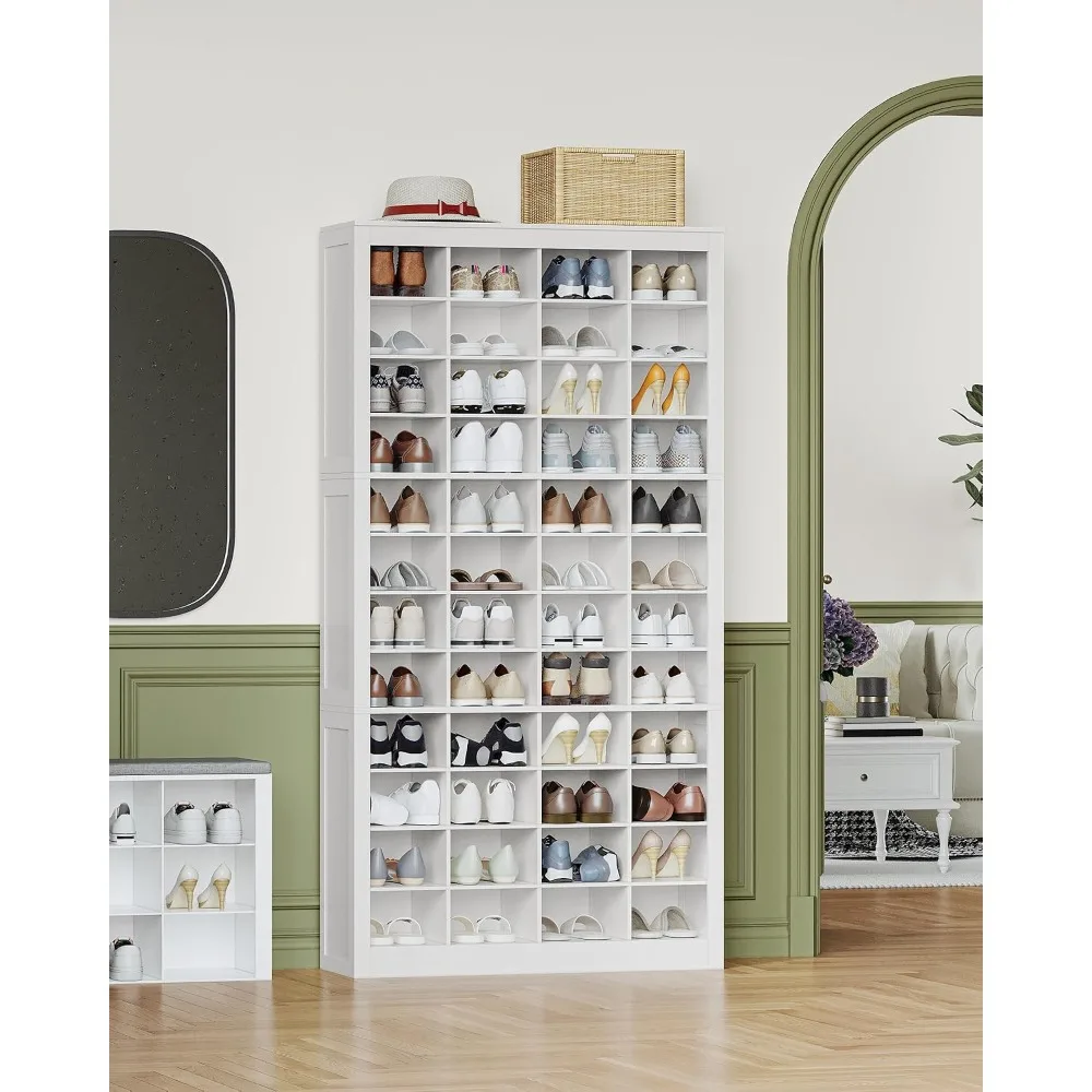 Shoe Storage Cabinet, 48 Pairs Free Standing Closet Organizer, 9 inch Widened Cell Wood Shoe Organizer, 12 Tiers, Customized