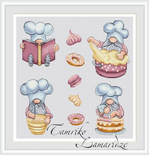 Dwarf who makes cakes 36-37 Embroidery,DIY 14CT Unprinted Arts Cross stitch kits Set Cross-Stitching Home Decor