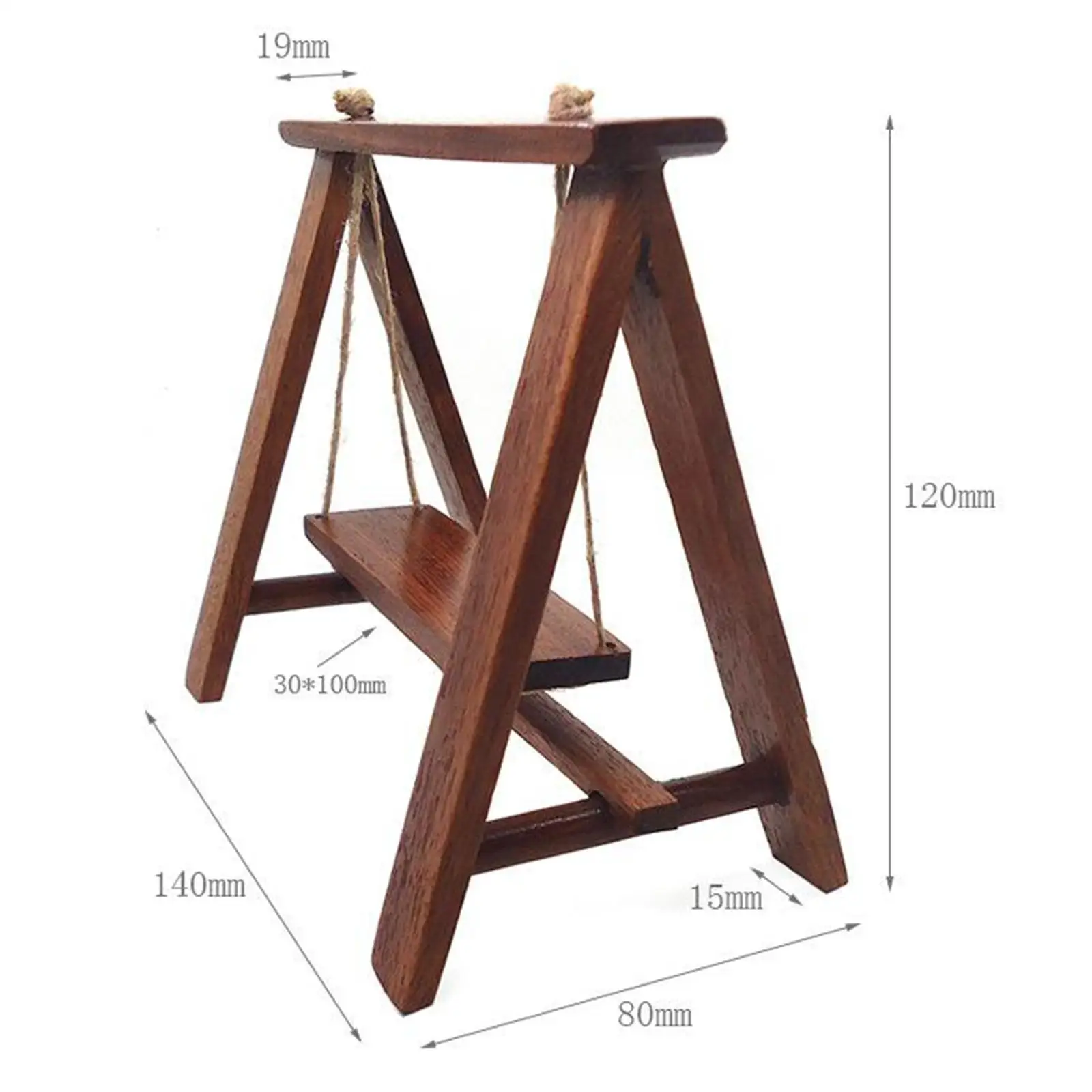 1:12 Dollhouse Miniature Swing Hammock Hanging Wooden Swing Accessories