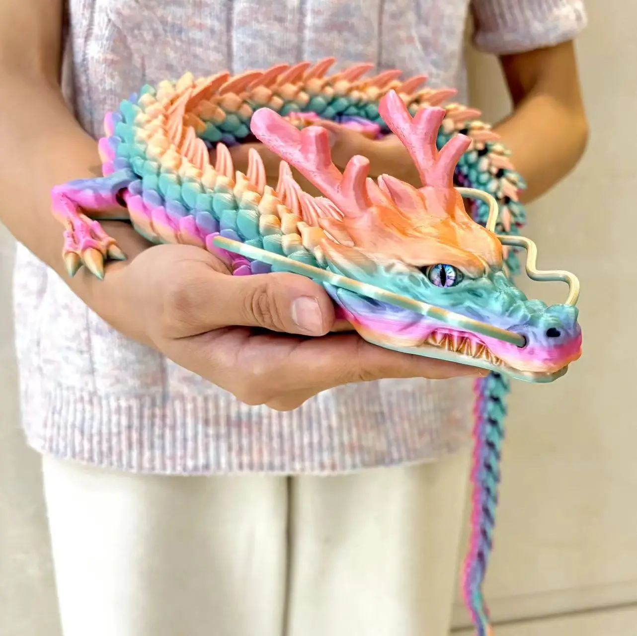 85cm/33.46in Super Large Open-Mouth Chinese Dragon with Movable Joints, Animal Model, Home Desktop Decoration, Gift, Collectible Statue