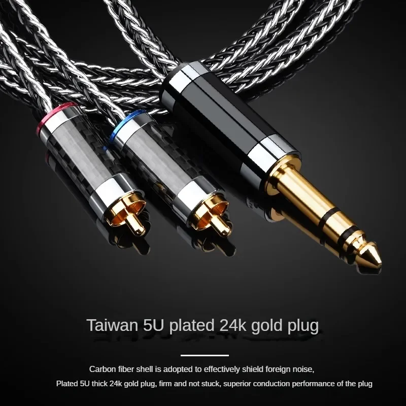 0.5M-5M Hifi 6.5mm TRS Jack to 2RCA OCC Silver Plated Audio Cable 6.5mm Aux to RCA HIFI Stereo Auduio cable