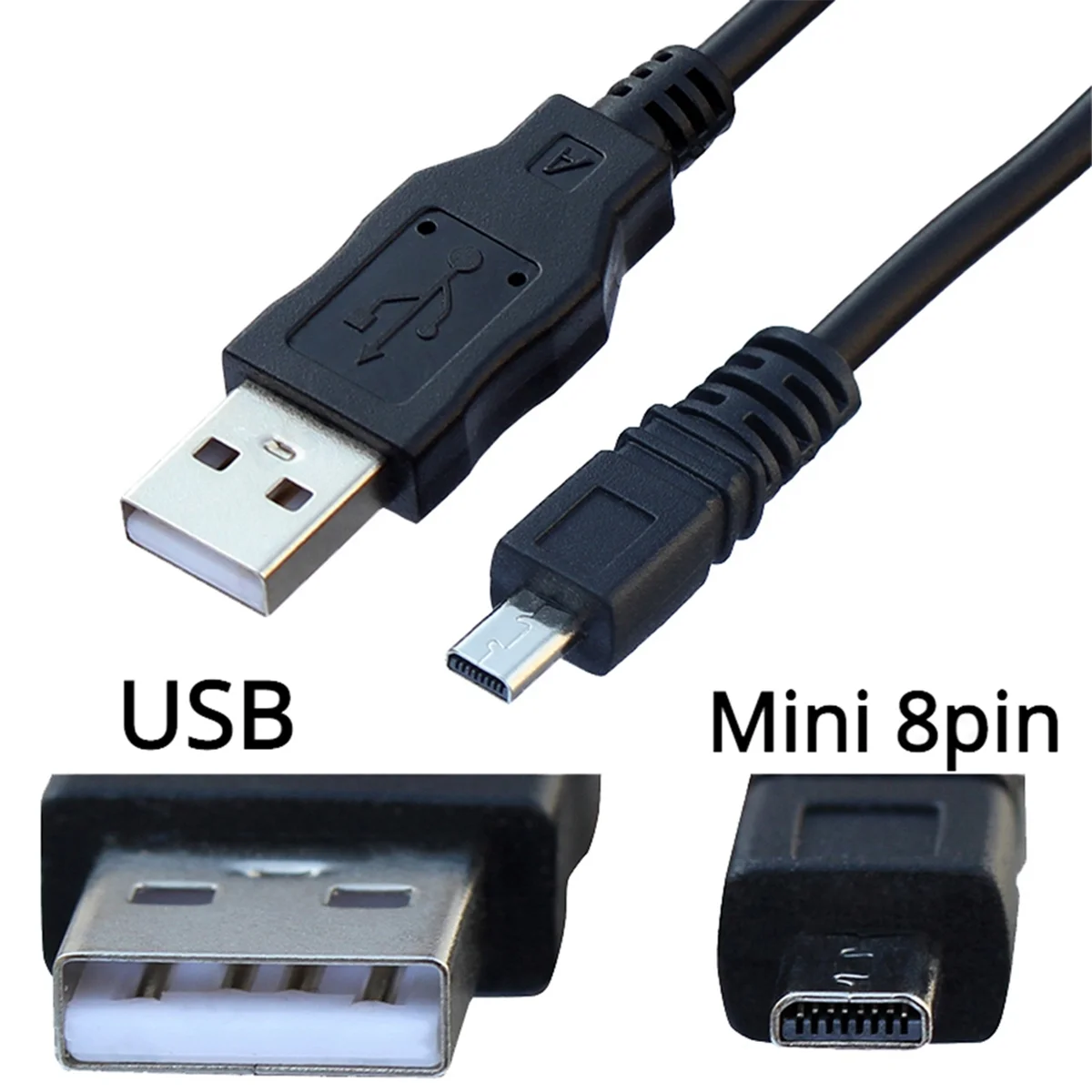 UC-E6 Data Cable Digital Camera USB Mini 8 Pin Universal for Nikon Fuji Panasonic Olympus Sony 1.5M with Magnetic Ring