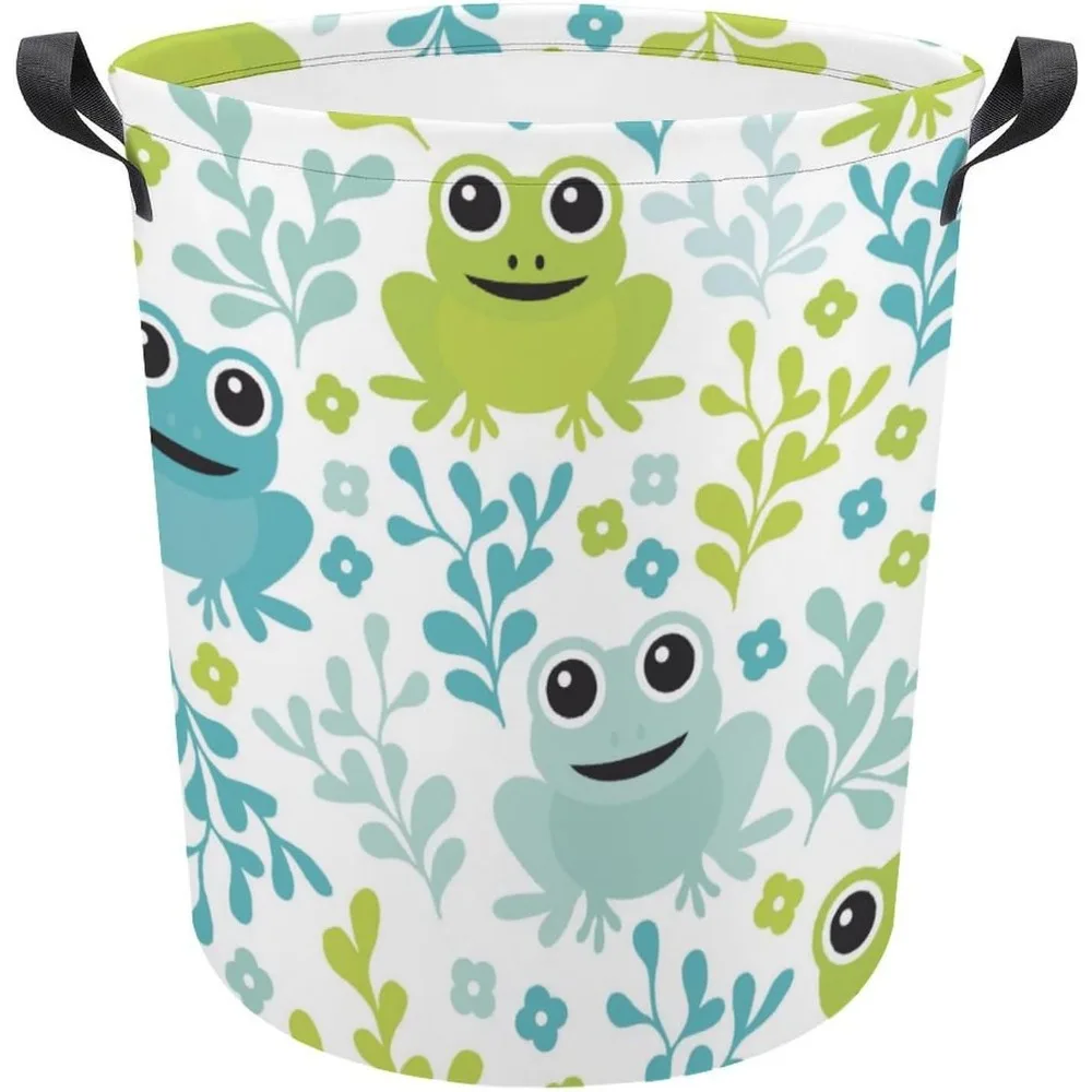 Cute Forest Frog Laundry Basket Animal Hampers For Laundry Dirty Clothes Bin Organizer Kids Room Frog Decor