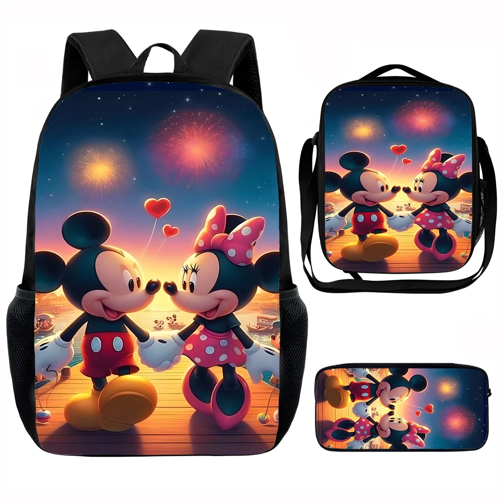 

Cute M-mickeys M-minnies Love Child School Backpack with Lunch Bags ,Pencil Bags ,School Bags for Boys Girls Best Gift