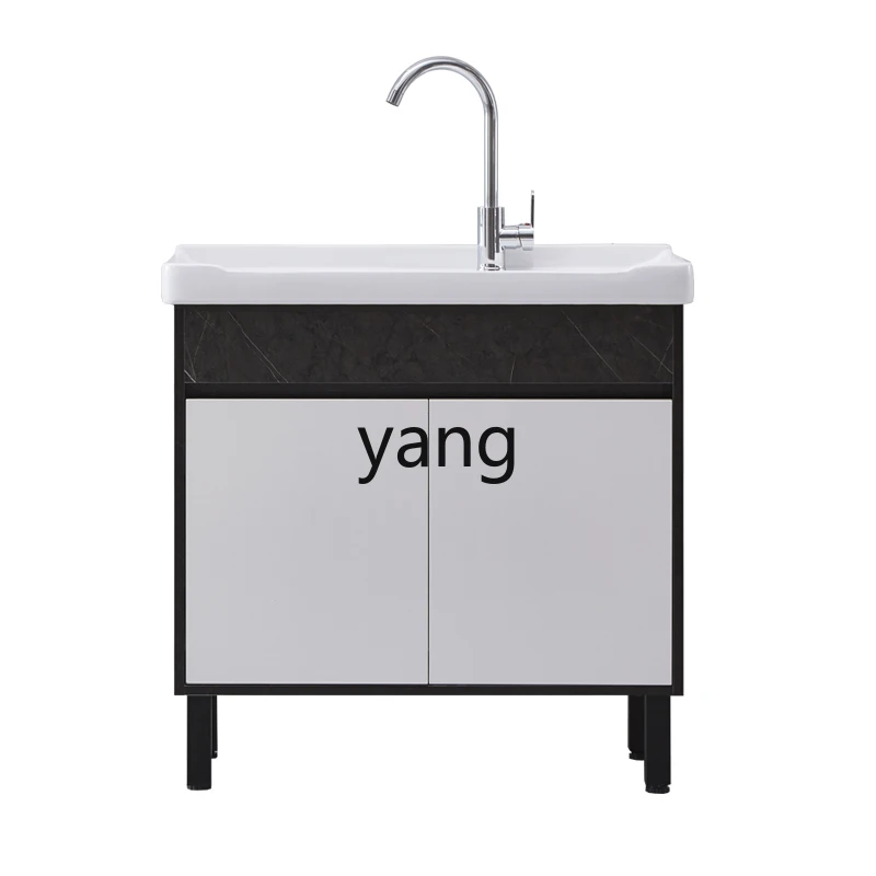 LH  balcony laundry cabinet thickened solid wood floor cabinet laundry pool integrated cabinet