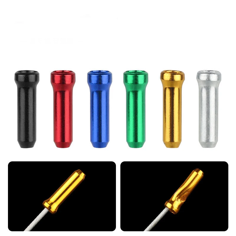 50pcs Colorful Bicycle Line Pipe Tail End Caps Brake Line Derailleur Shift Wire End Caps Tips Crimps MTB Bike Brake Cable Cap