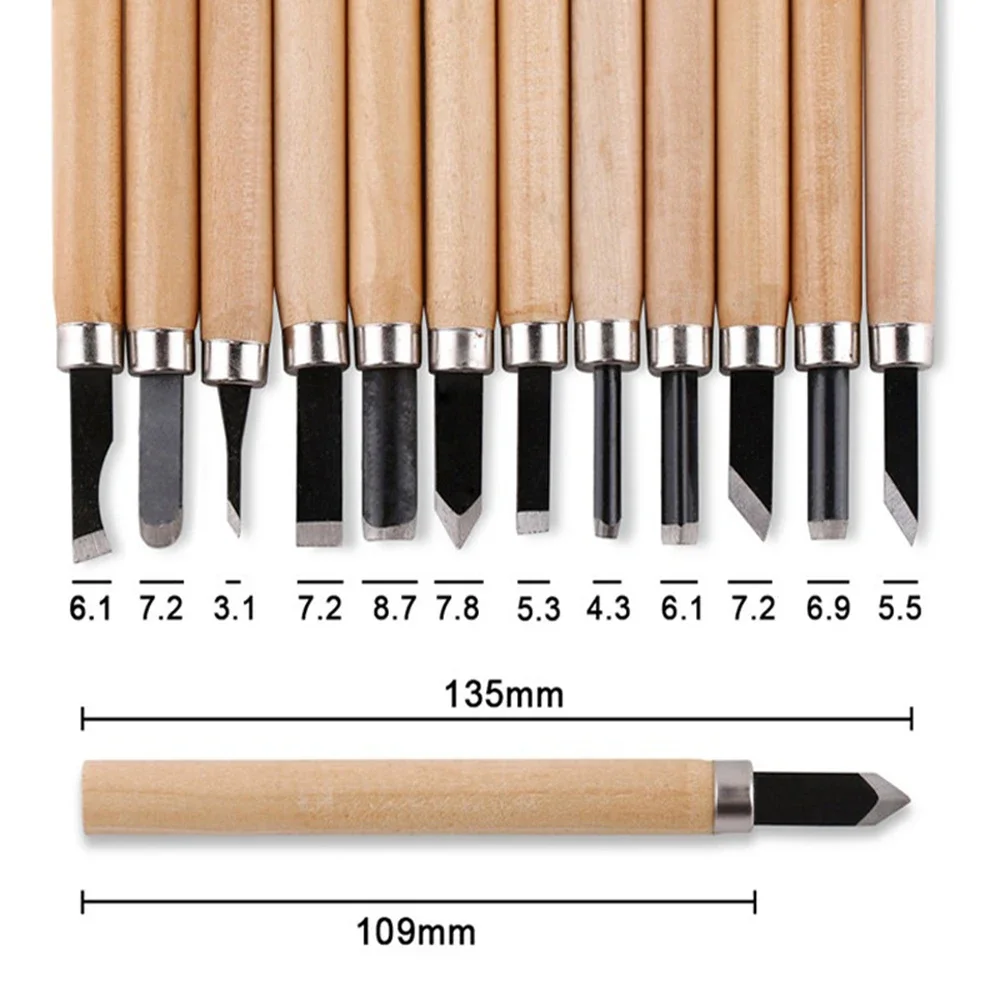 Wood Carving Chisels Set 3-12PCS Basic Wood Cut Tools Hand Woodworking Gouges DIY Hand Tools