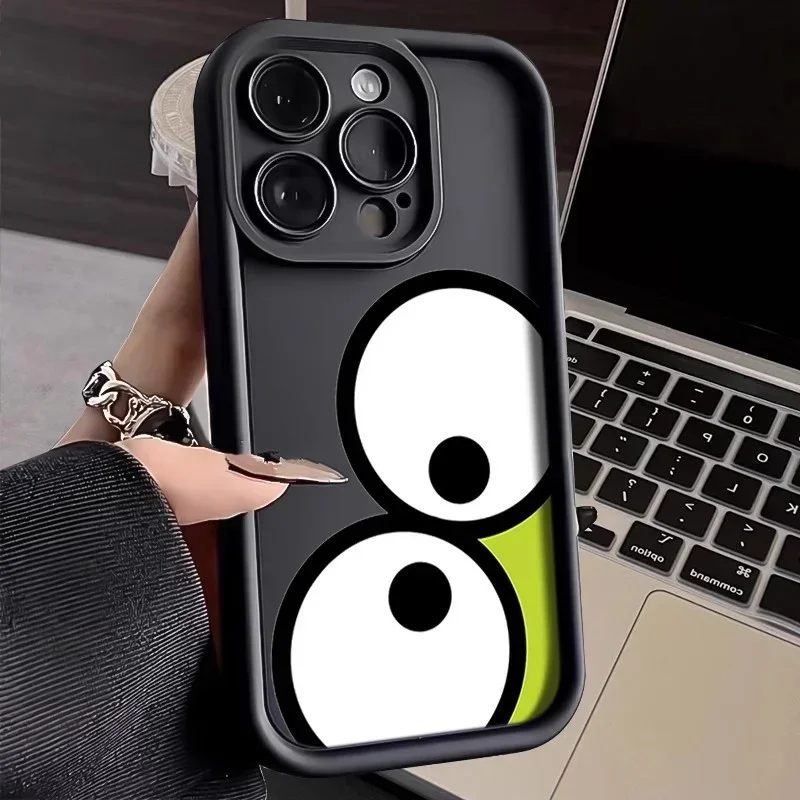 Funny Big Eye Frog Cartoon Phone Case for IPhone 15 14 Pro Max 11 12 13 Pro Max Mini XS X XR 7 8 14 15 Plus SE 2020 Luxury Cover