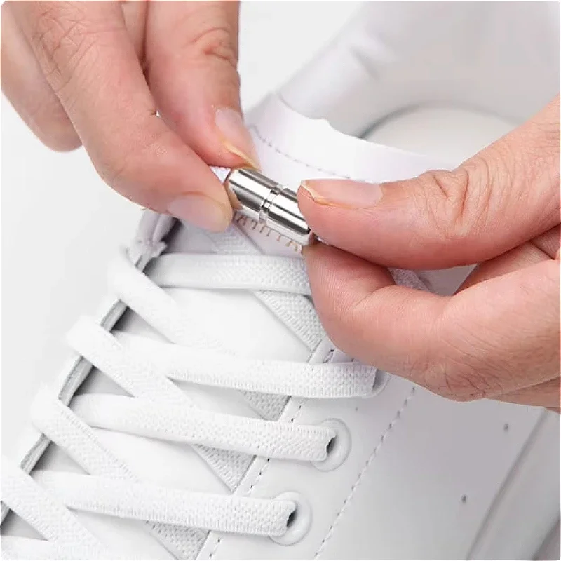 No Tie Shoe Laces Metal Lock Elastic Shoelaces Without Ties Laces Sneakers Quick Metal Lock for Kids Adult  Shoelace Shoestrings