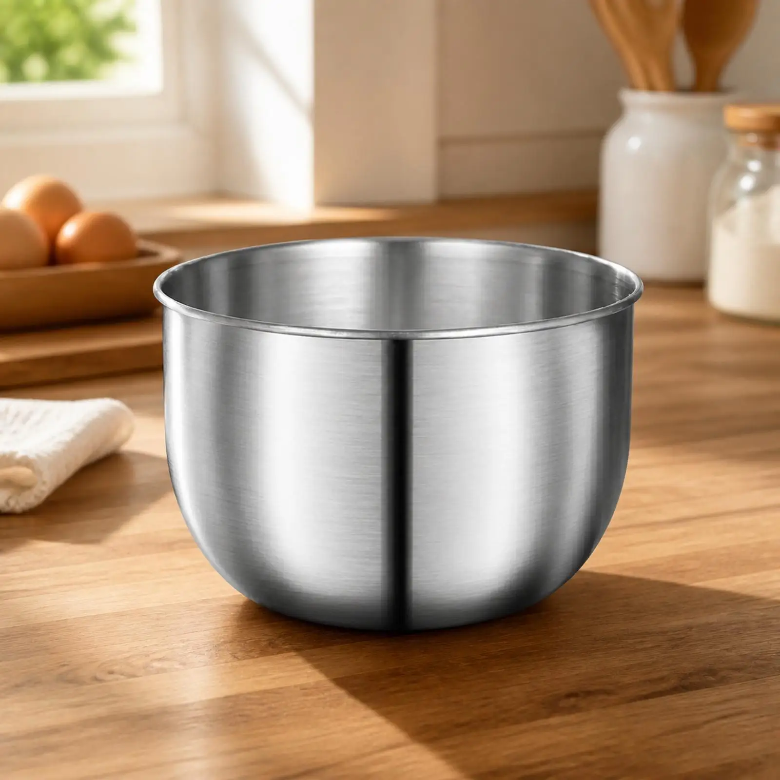 Heavy Duty Stainless Steel Mixing Bowl 5L Kitchen Prep Bowl for Whipping Beating Dough with Rolled Rim Edge