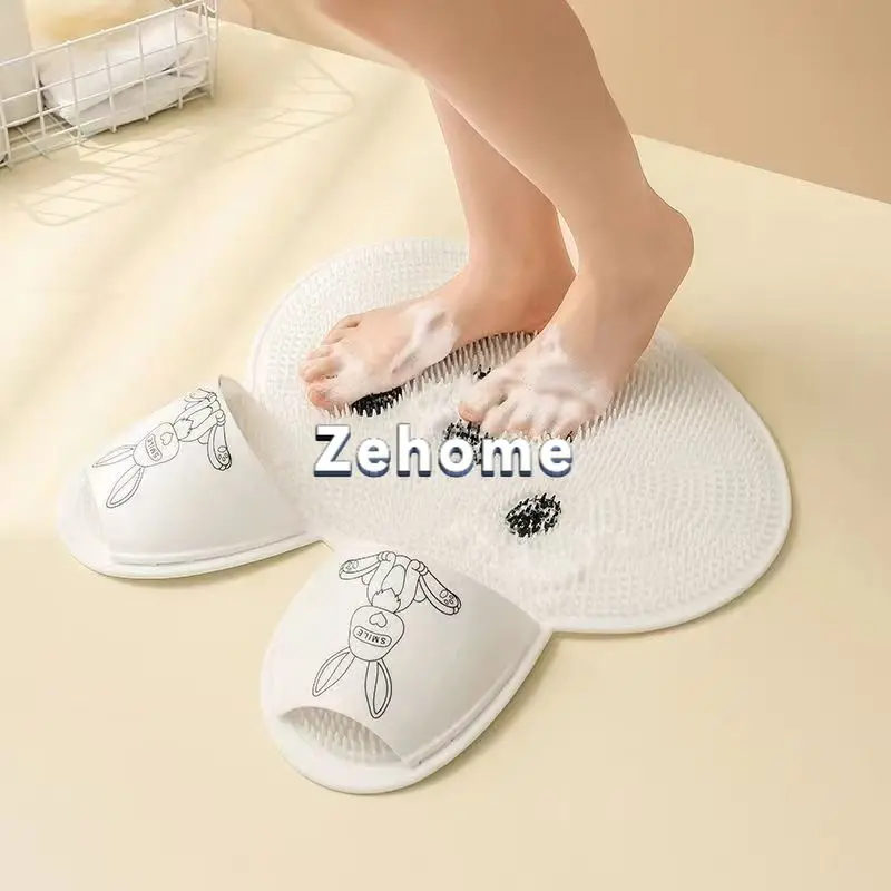 New silicone foot washing and dead skin removal shower room floor mat massage foot mat bathroom non-slip mat bath back