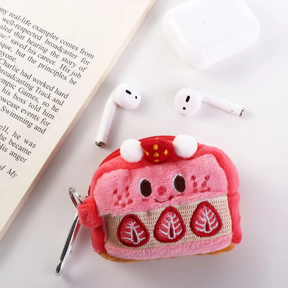 Multifunctional Embroidery Key Chains Strawberry Cake Zipper Purse Wallets Korean Money Bag Mini Coin Purse Bus Card Holder