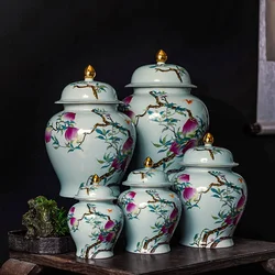 Ceramic Tea Pot Chinese Retro Graffiti Sealed Jar with Lid Tea Storage Pot Porcelain General Jar Home Decoration Canister Set