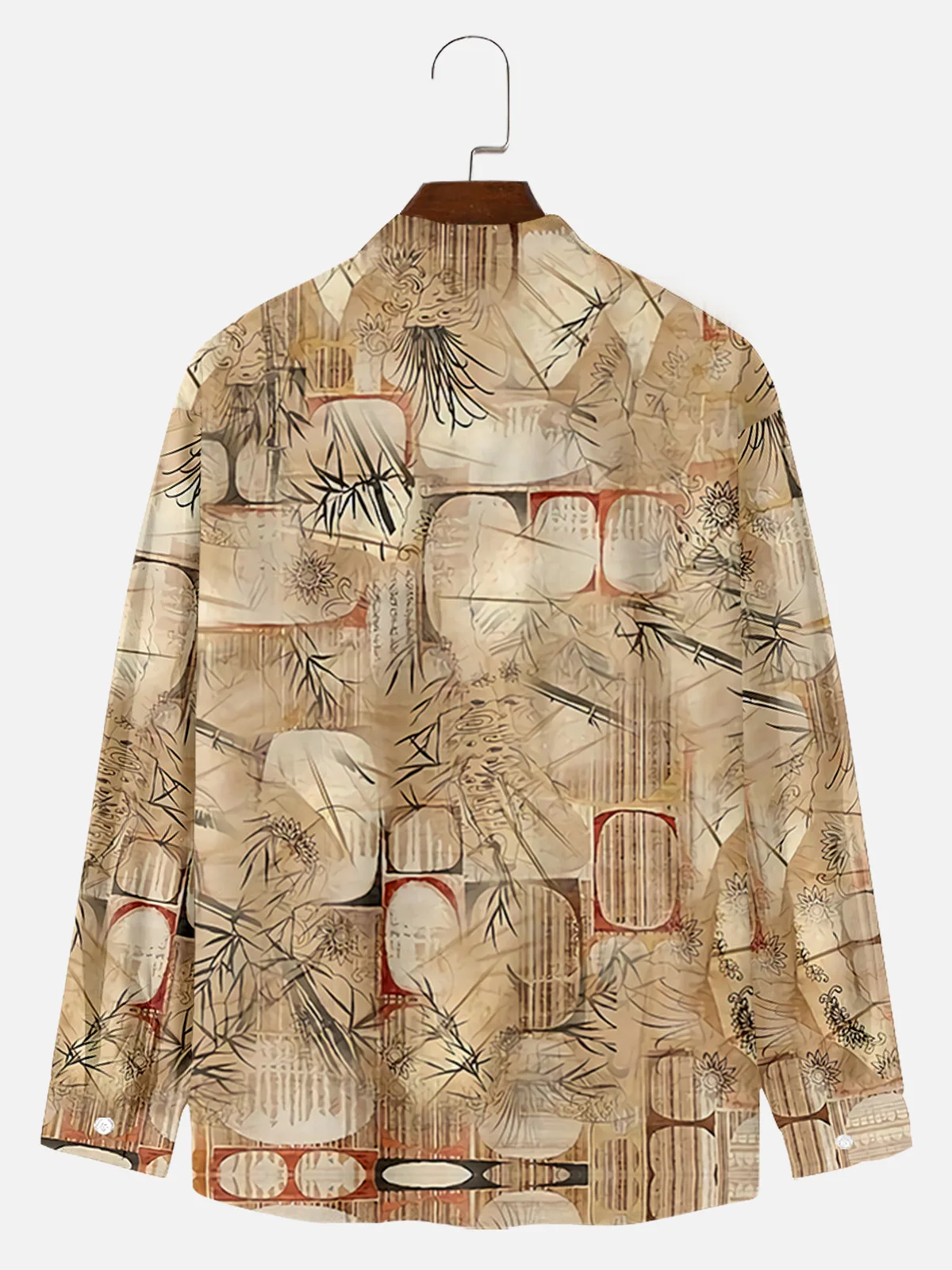 2021 Hot Sale Flying Wing Pattern Digital Printing Loose Casual Large Button Long Sleeve Cardigan Men's Shirt