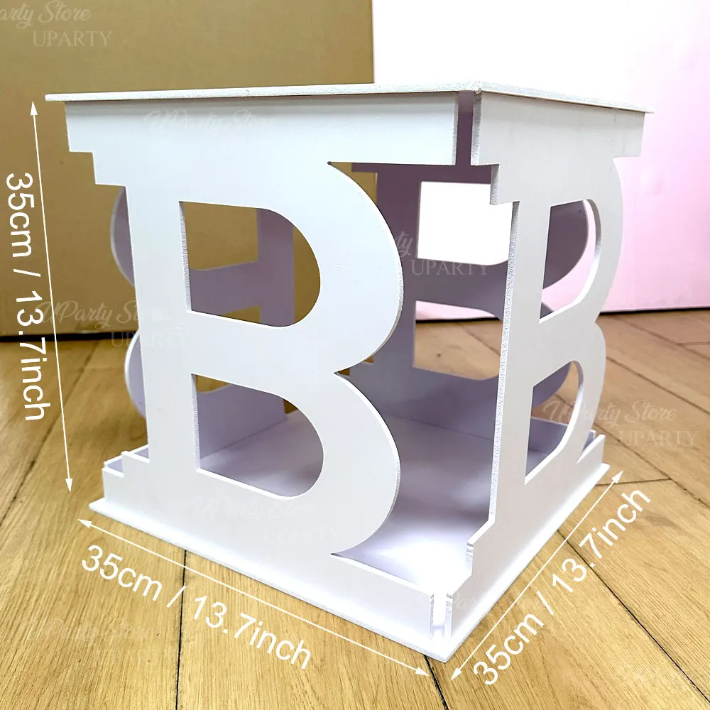 35cm PVC BABY Boxes for Baby Shower Balloon Filling Hollow BABY Blocks Cube for Birthday Gender Reveal Baby Shower Backdrop Deco