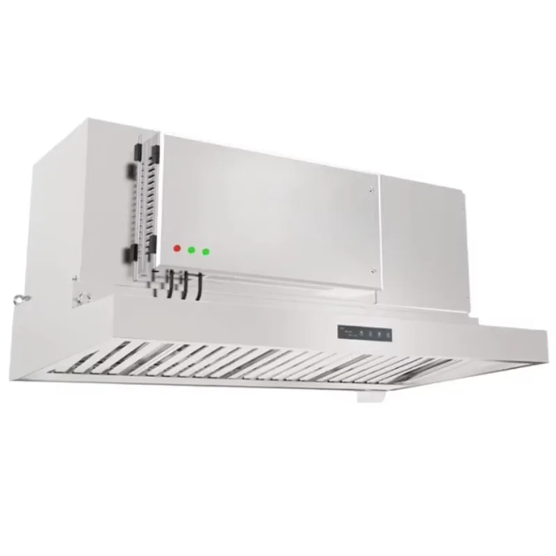 Stainless Steel Equipment Island Range Hood in Commercial Kitchen Restaurant With Extractor Range Cooker Hood