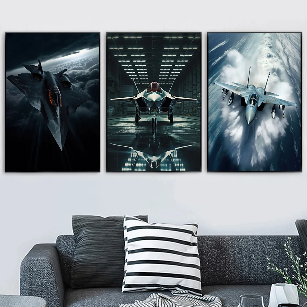 Canvas Painting Abstract Combat Aircraft F35 Fighter Eurofighter Typhoon V3 Airplane Poster Prints Pictures Home Wall Decor