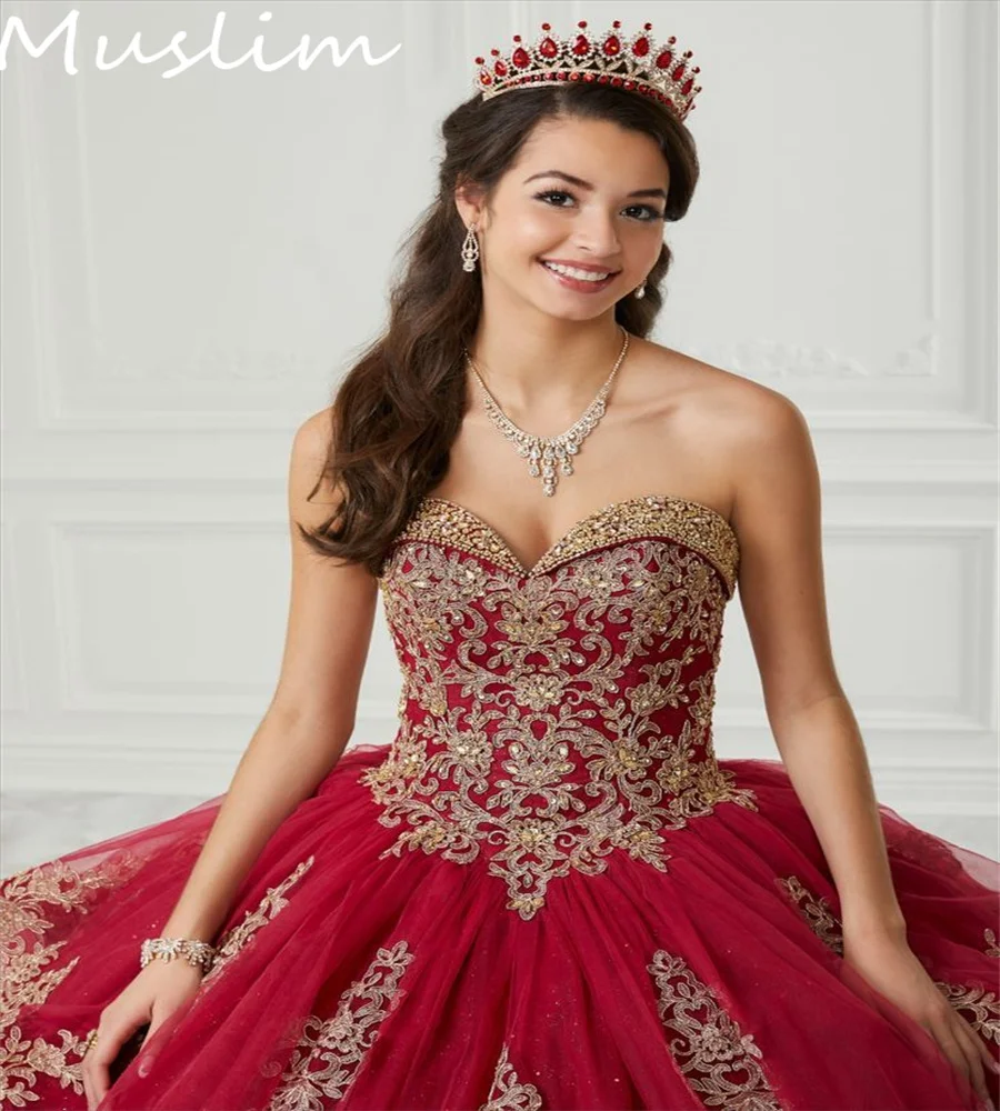 Princess Wine Red Quinceanera Dresses 2023 Luxury Sweetheart Gold Appliques Pageant Mexican Charro Xv Prom Gowns Sweet 15 Dress