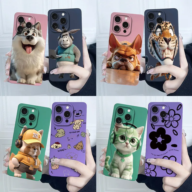 

Cute Cartoon Cat Matte Shockproof Soft Silicone Phone Case For iPhone 14 Pro Max iPhone14 Plus 14Pro 14ProMax Bumper Cases Cover