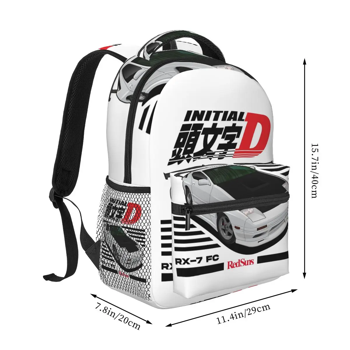 DM RX-7 Drift Initial D Anime Student Backpack School Bag Hiking Travel Daypack for Boys Girls Fashion Bookbag Shoulder Bags