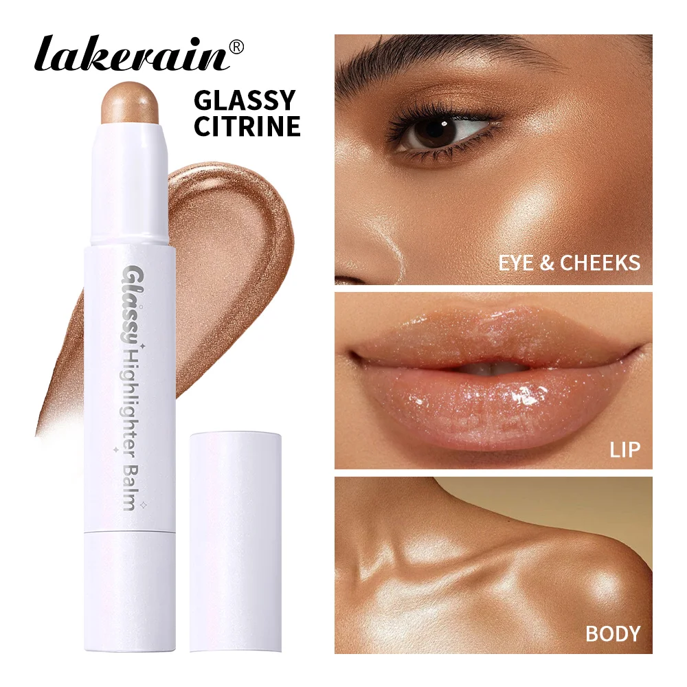 Glassy Highlighter Balm Long Lasting Wear Brighten Complexion Deep Hydration Highlighting Cream Eye Cheek Lip Body Glossy Pen