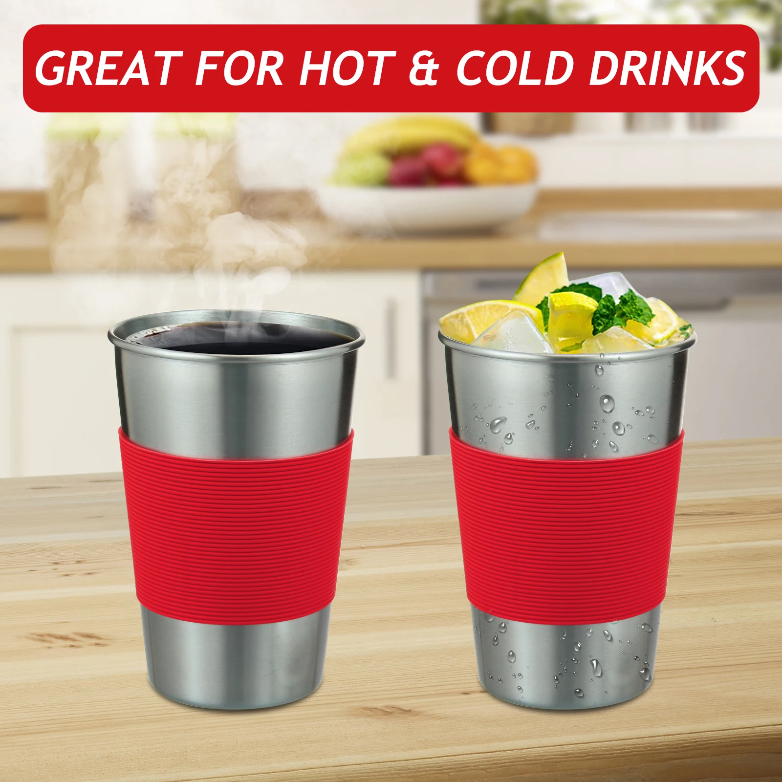 

Stainless Steel Kids Drinking Cup 500ML Anti scald Leak Proof Heat Insulated Non Slip Color Straw Tumbler