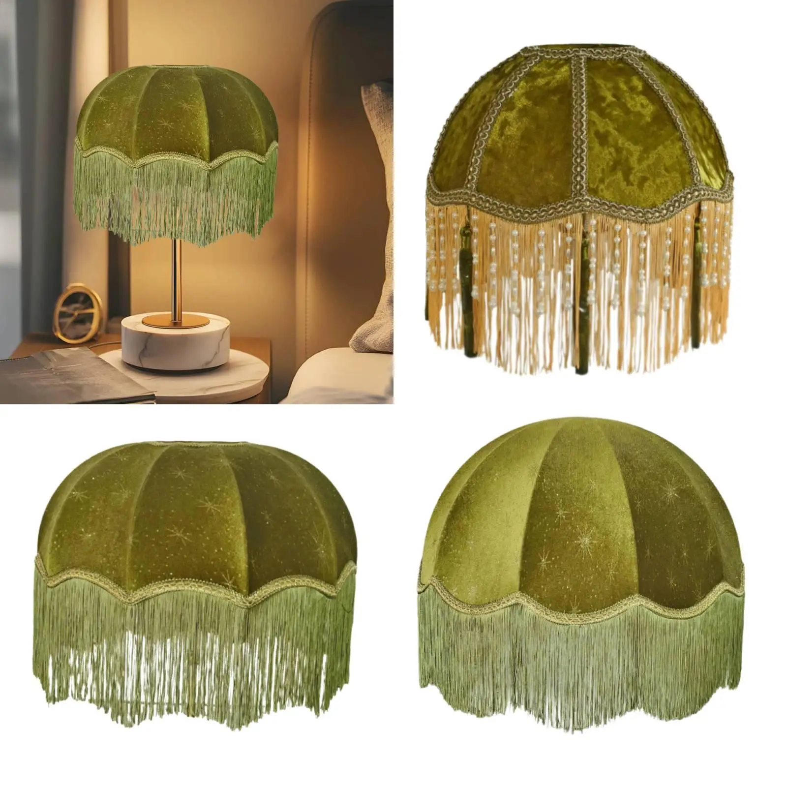 Flannel Velvet Lampshade Fringe Decorative Cloth Lamp Shade Replacement for Table Lamp Bedside Small Floor Lamp