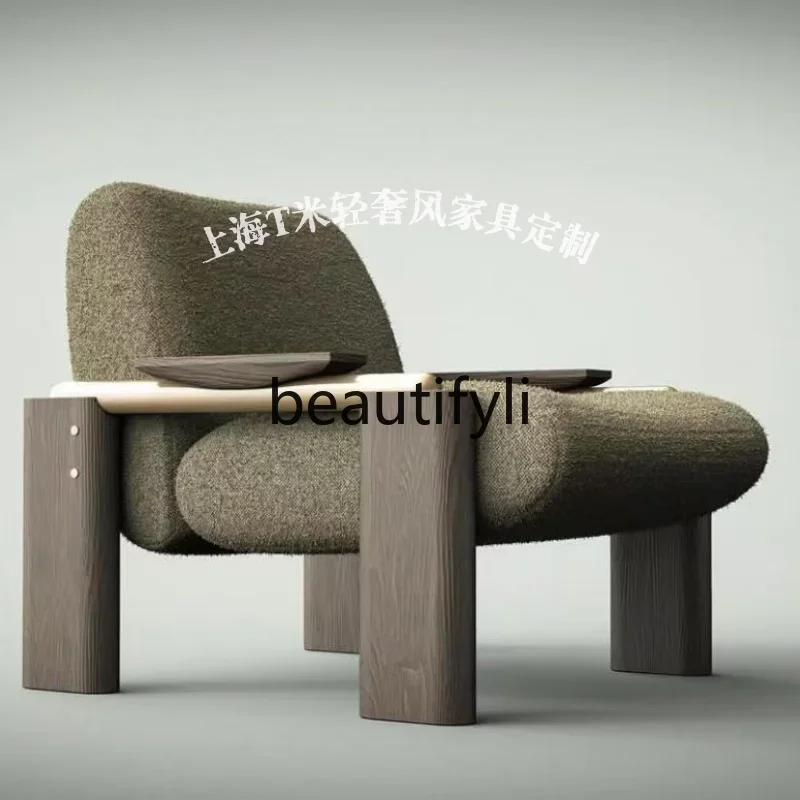 

A50 Nordic simple solid wood single sofa chair living room leisure chair medieval negotiation chair