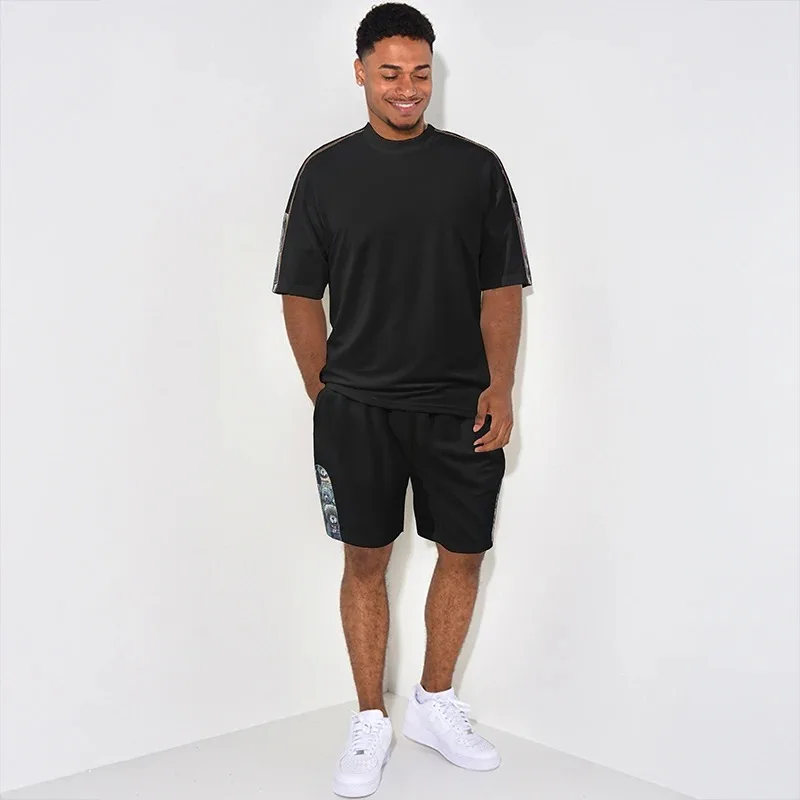 

Outlet 2026, весна-лето, американский тренд, спортивный повседневный комплект ort Sve, комплект из двух предметов, мужской свободный крой, круглый, стандартная длина све