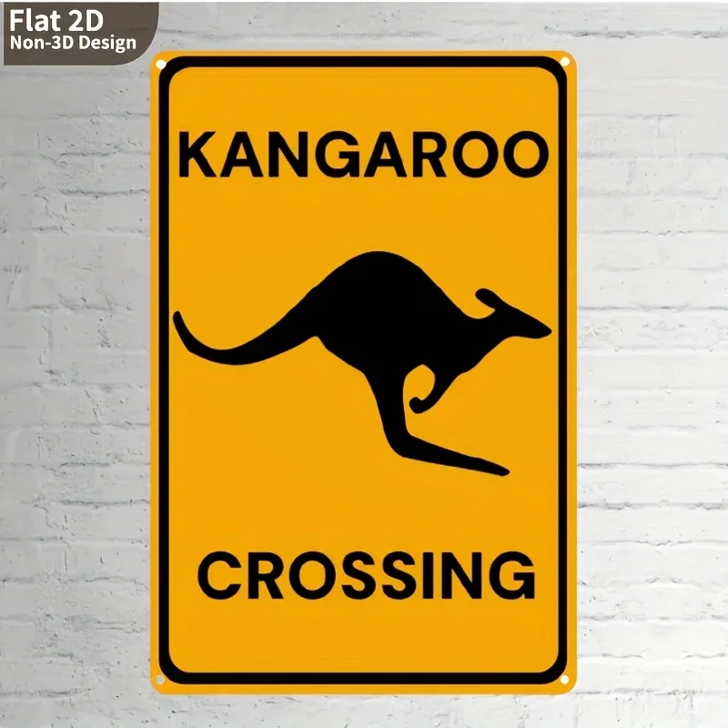 2026 --Design, 2D Flat Single Piece, Decorative Sign,  Inches, Kangaroo Crossing Metal Road Sign—Australia Themed Wall